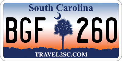 SC license plate BGF260