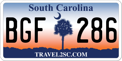 SC license plate BGF286