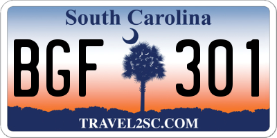 SC license plate BGF301