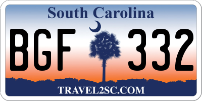 SC license plate BGF332
