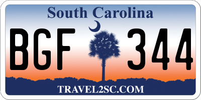 SC license plate BGF344