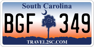 SC license plate BGF349