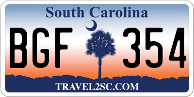 SC license plate BGF354