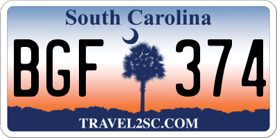 SC license plate BGF374