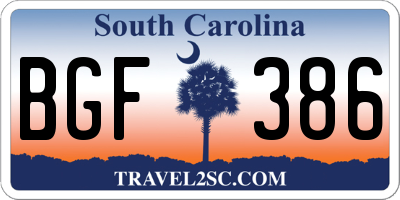 SC license plate BGF386