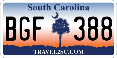 SC license plate BGF388