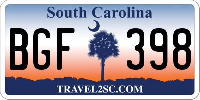 SC license plate BGF398