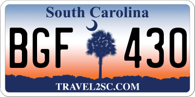 SC license plate BGF430