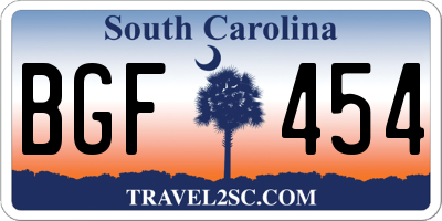 SC license plate BGF454