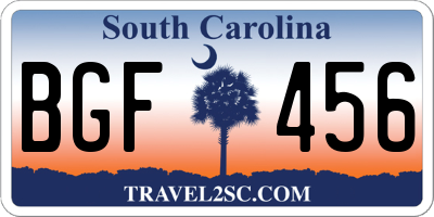 SC license plate BGF456