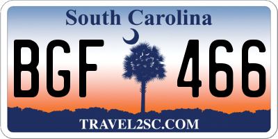 SC license plate BGF466