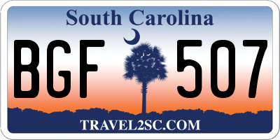 SC license plate BGF507