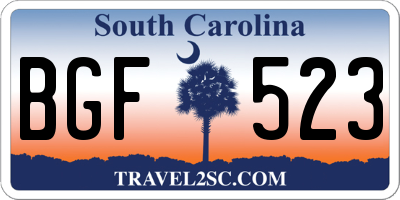 SC license plate BGF523