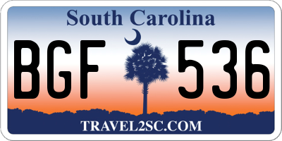 SC license plate BGF536
