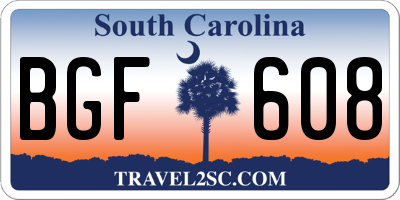 SC license plate BGF608