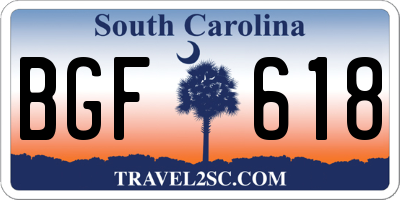 SC license plate BGF618