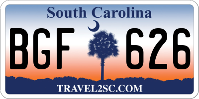 SC license plate BGF626