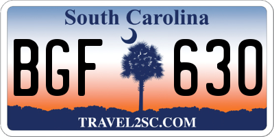 SC license plate BGF630