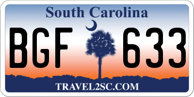 SC license plate BGF633