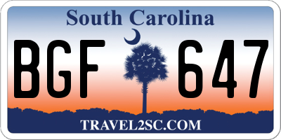 SC license plate BGF647
