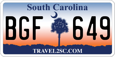 SC license plate BGF649