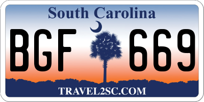 SC license plate BGF669