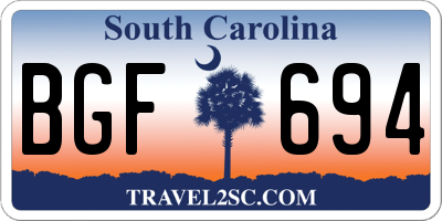 SC license plate BGF694