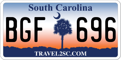 SC license plate BGF696