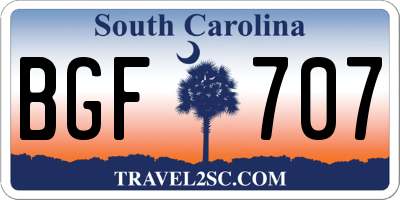 SC license plate BGF707
