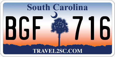 SC license plate BGF716