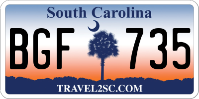 SC license plate BGF735