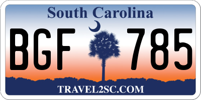 SC license plate BGF785
