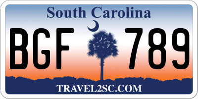 SC license plate BGF789