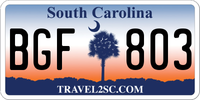 SC license plate BGF803
