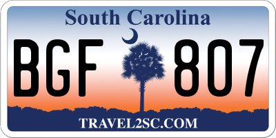 SC license plate BGF807
