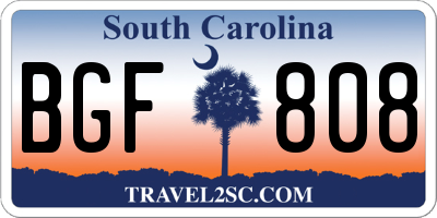 SC license plate BGF808