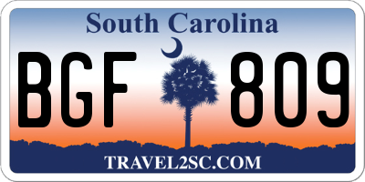 SC license plate BGF809
