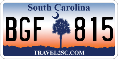 SC license plate BGF815
