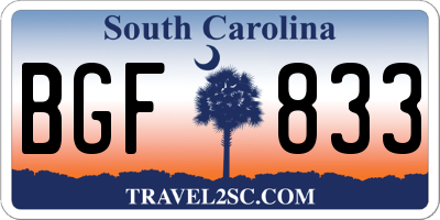 SC license plate BGF833