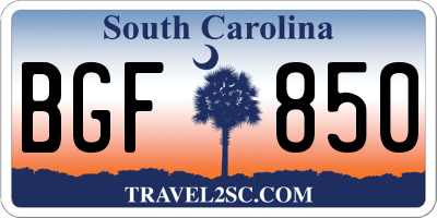 SC license plate BGF850