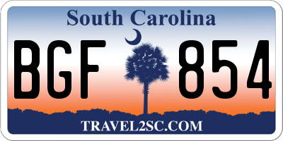 SC license plate BGF854