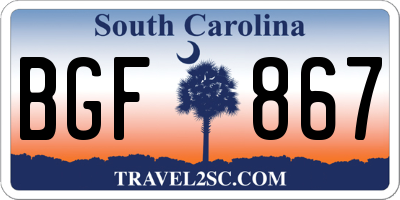 SC license plate BGF867