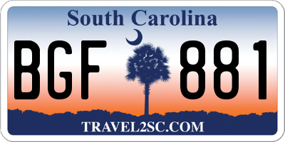 SC license plate BGF881