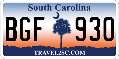 SC license plate BGF930