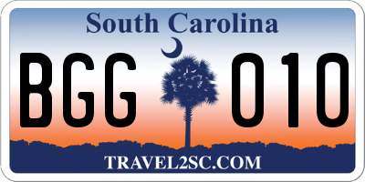 SC license plate BGG010