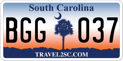 SC license plate BGG037