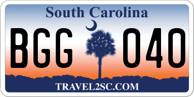 SC license plate BGG040