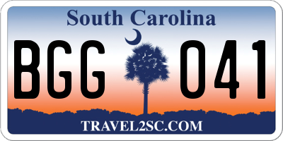 SC license plate BGG041