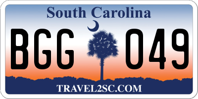 SC license plate BGG049