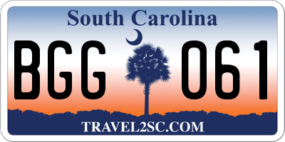 SC license plate BGG061